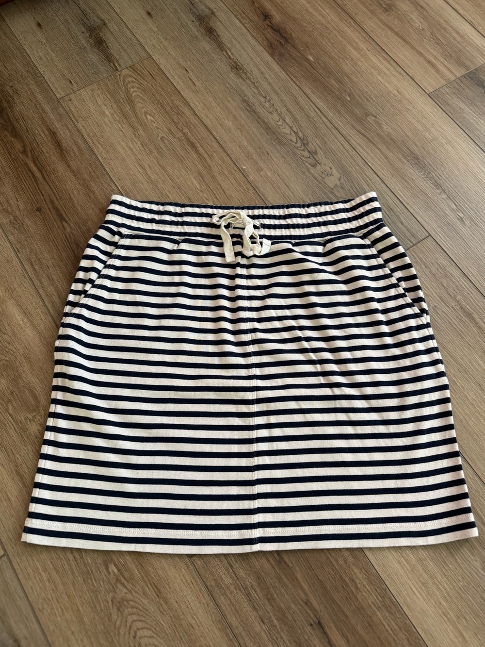 Lou & Grey Striped Drawstring Skirt, L, Navy & White